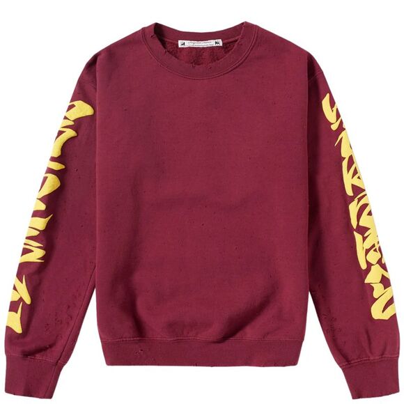 Sasquatchfabrix Mens Iroha Damaged Sweatshirt Small Wine - Picture 1 of 6